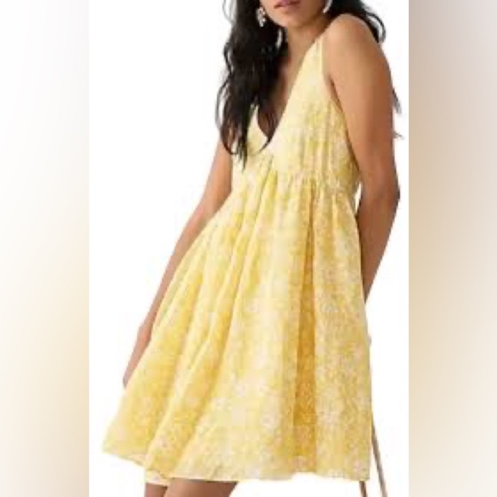 J. Crew Swingy V Neck Mini Dress Pale Yellow Tossed Floral Size XS